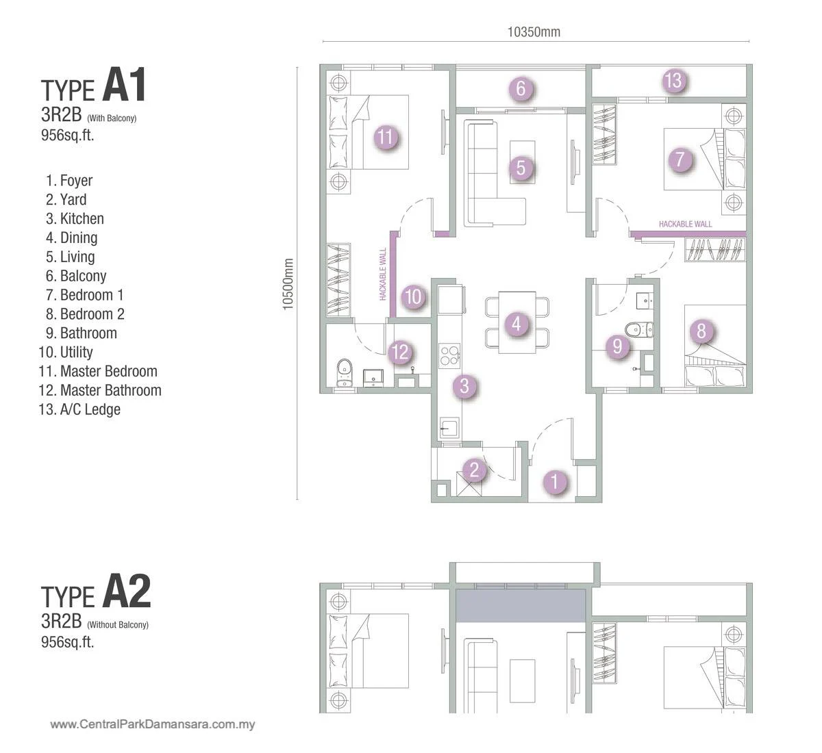 D'Terra Residences Floor Plan A1 and A2