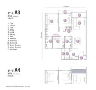 D'Terra Residences Floor Plan A3 and A4