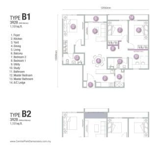 D'Terra Residences Floor Plan B1 and B2