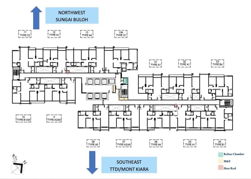 Floor Plan Level 1, 5, 9, 13, 15, 19, 23, 27, 29, 31, 35, 39, 43 & 45 @ D'Tessera Residence