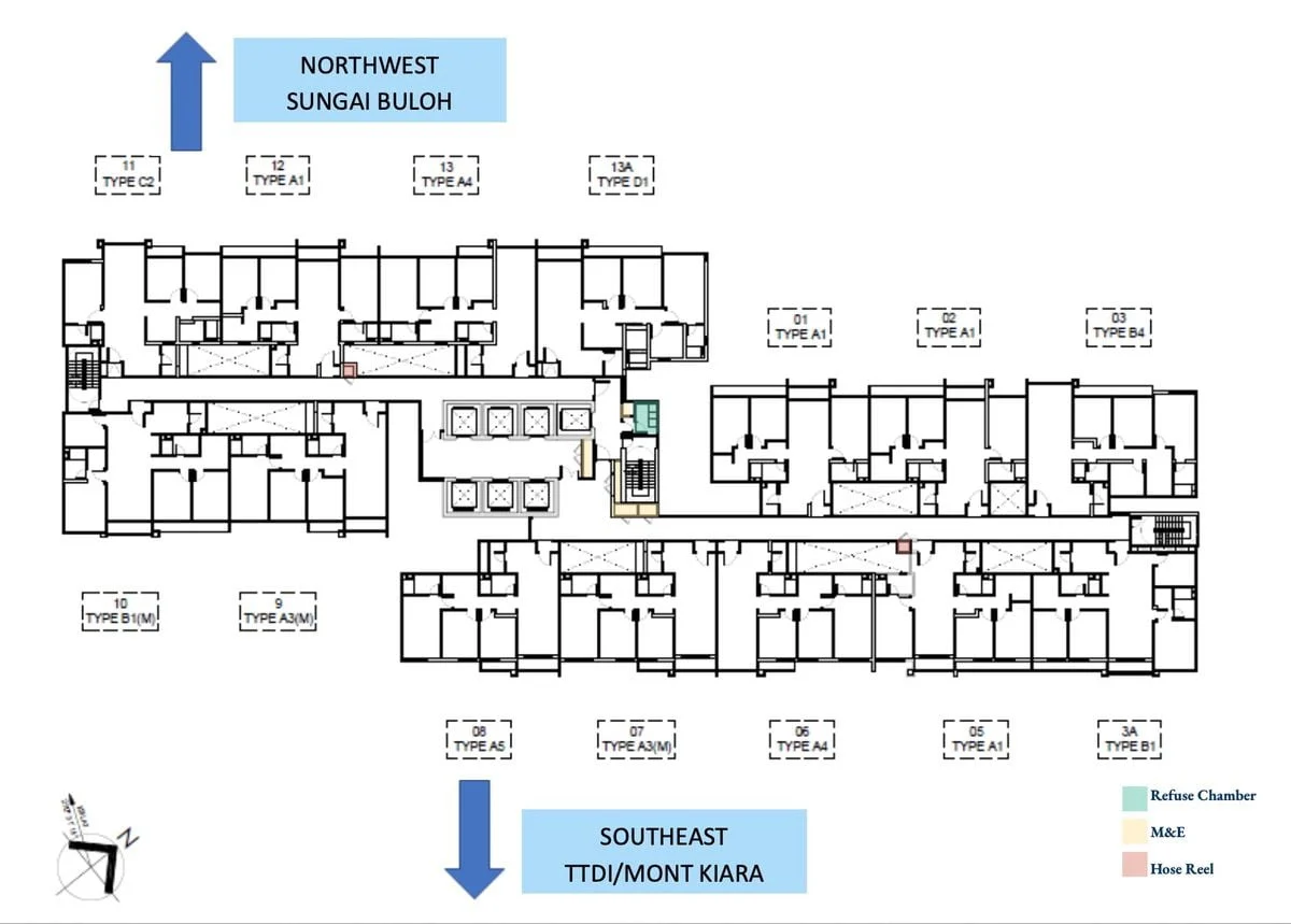 Floor Plan Level 1, 5, 9, 13, 15, 19, 23, 27, 29, 31, 35, 39, 43 & 45 @ D'Tessera Residence