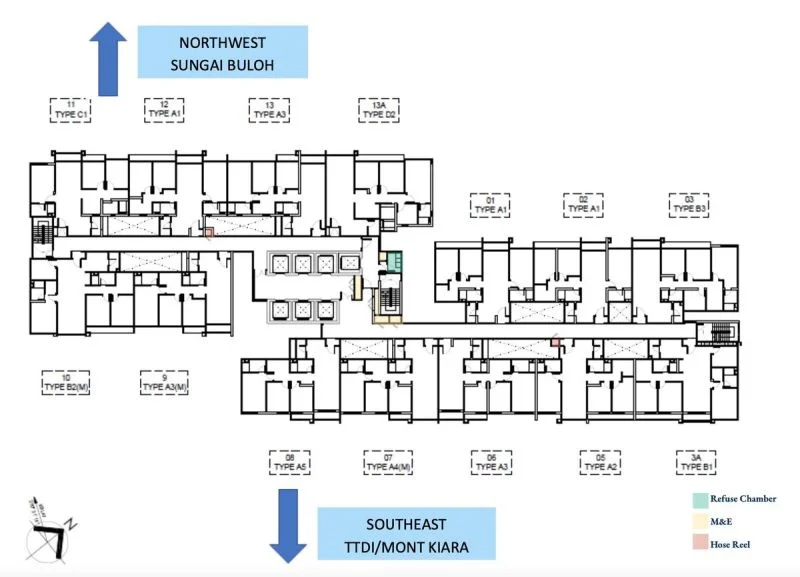 Floor Plan Level 3A, 8, 12, 13A, 18, 22, 26, 28, 30, 33A, 38, 42, 43A & 48 @ D'Tessera Residence