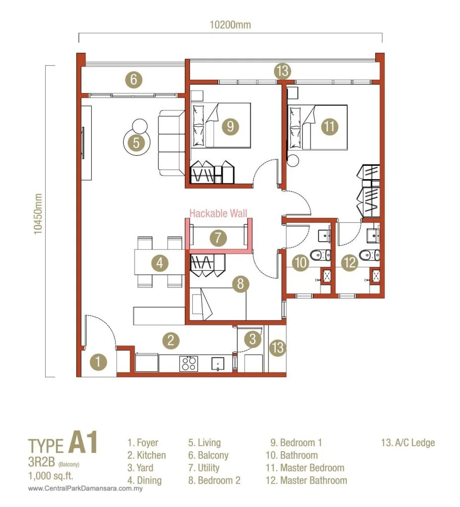 Type A1 Layout Plan DErica Residences