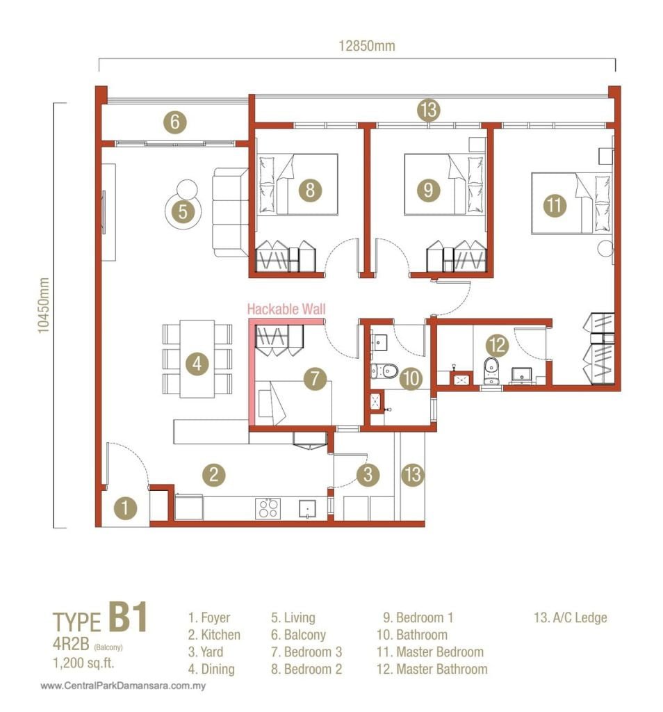 Type B1 Layout Plan D'Erica Residences