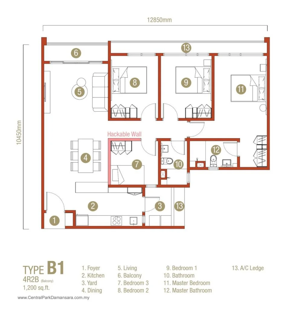 Type B1 Layout Plan D'Erica Residences