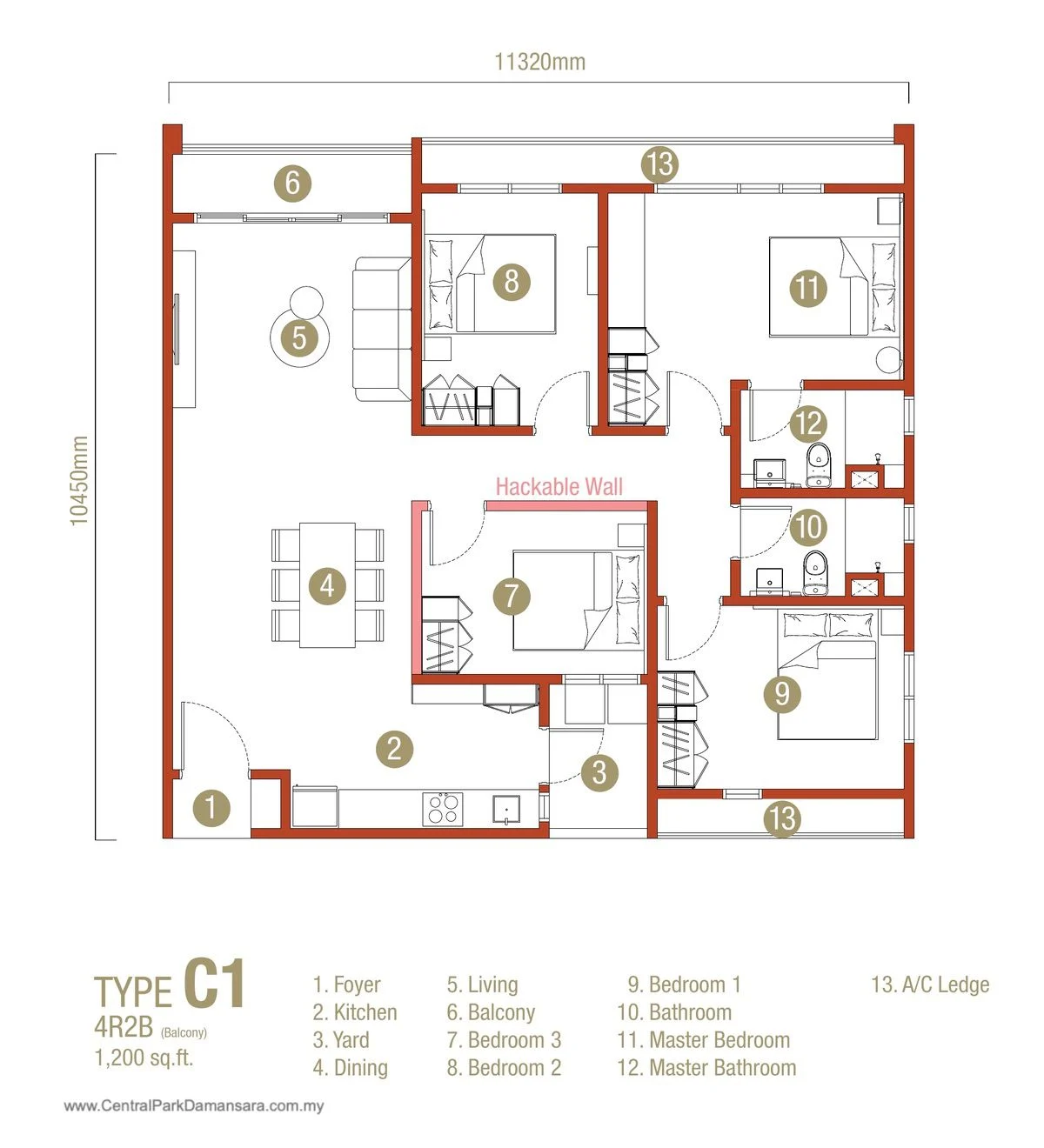 Type C1 Layout Plan D'Erica Residences