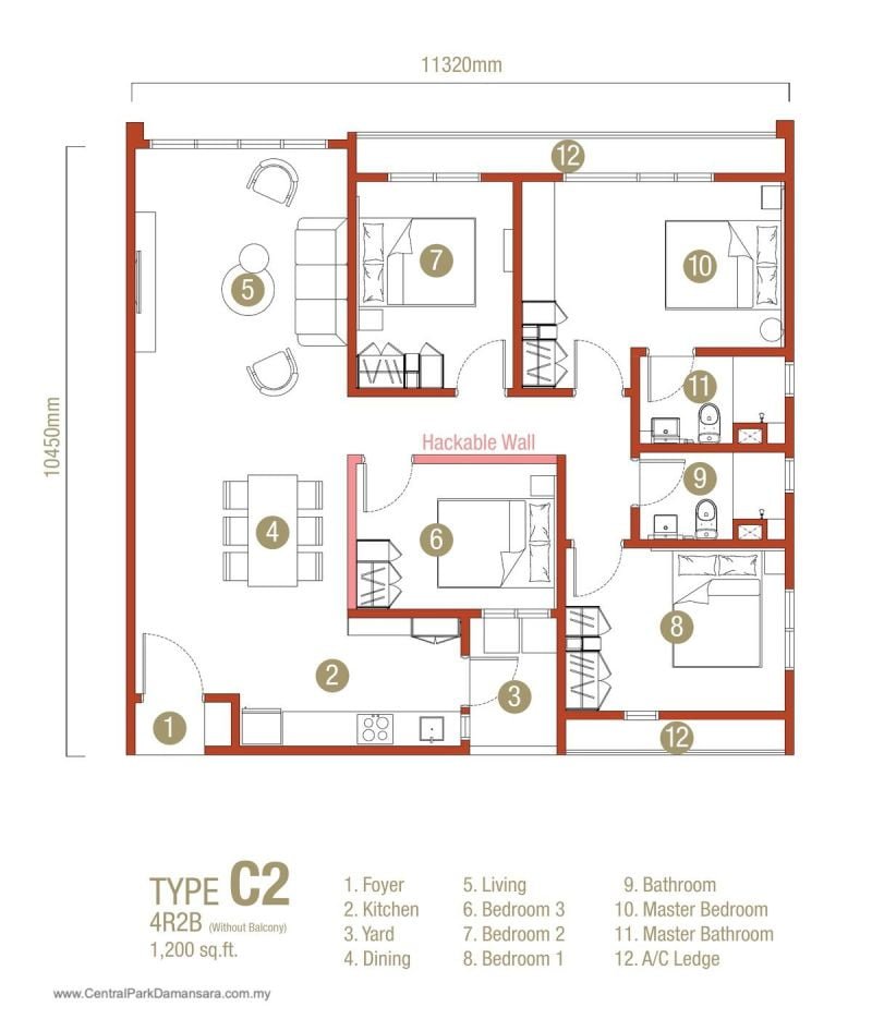 Type C2 Layout Plan D'Erica Residences