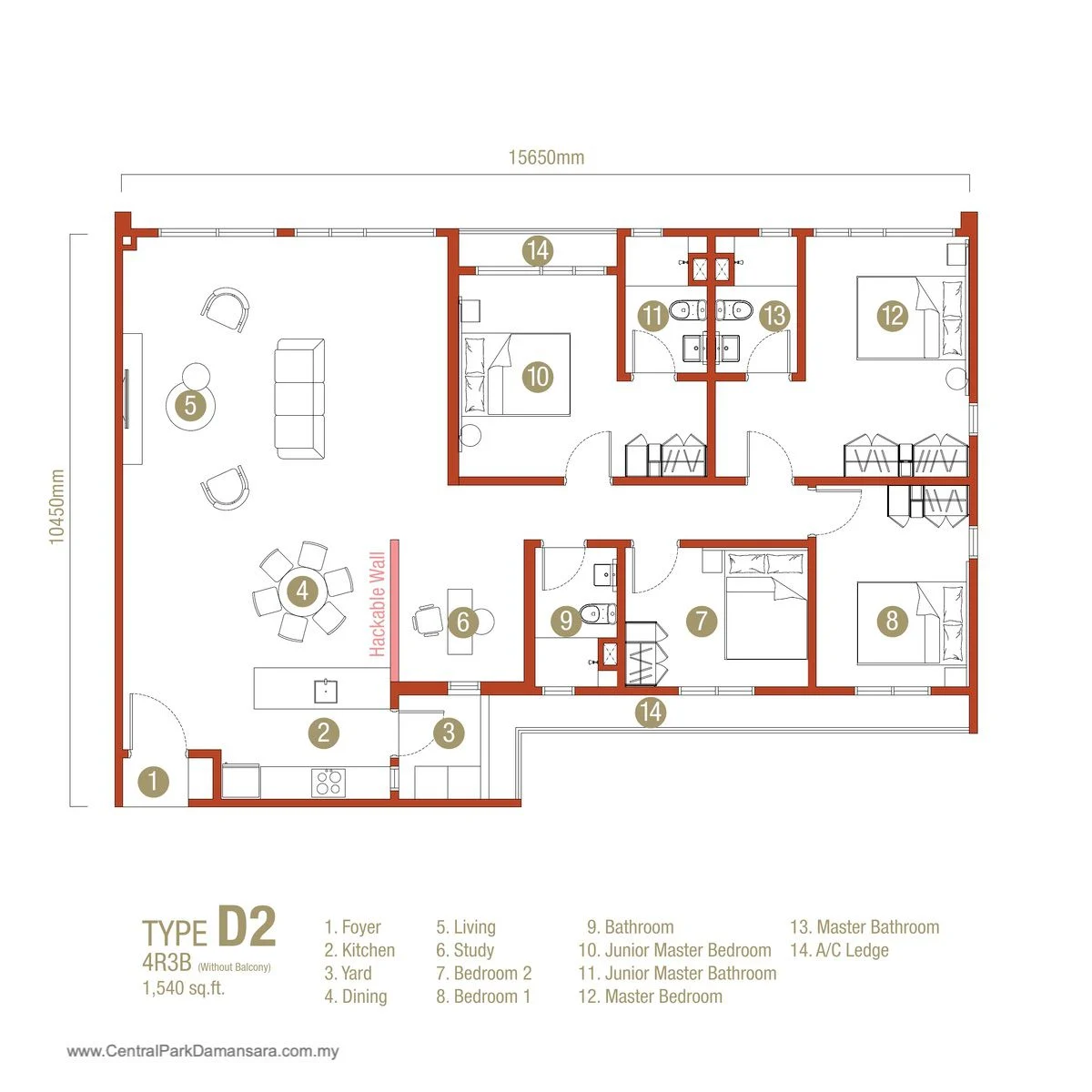 Type D2 Layout Plan D'Erica Residences